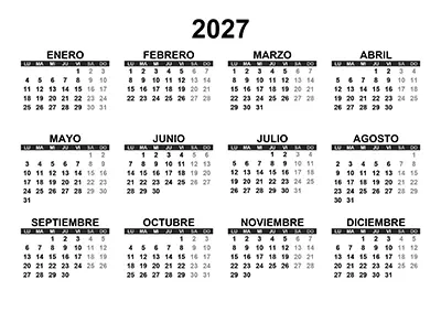 Calendario 2027 Freevector ru
