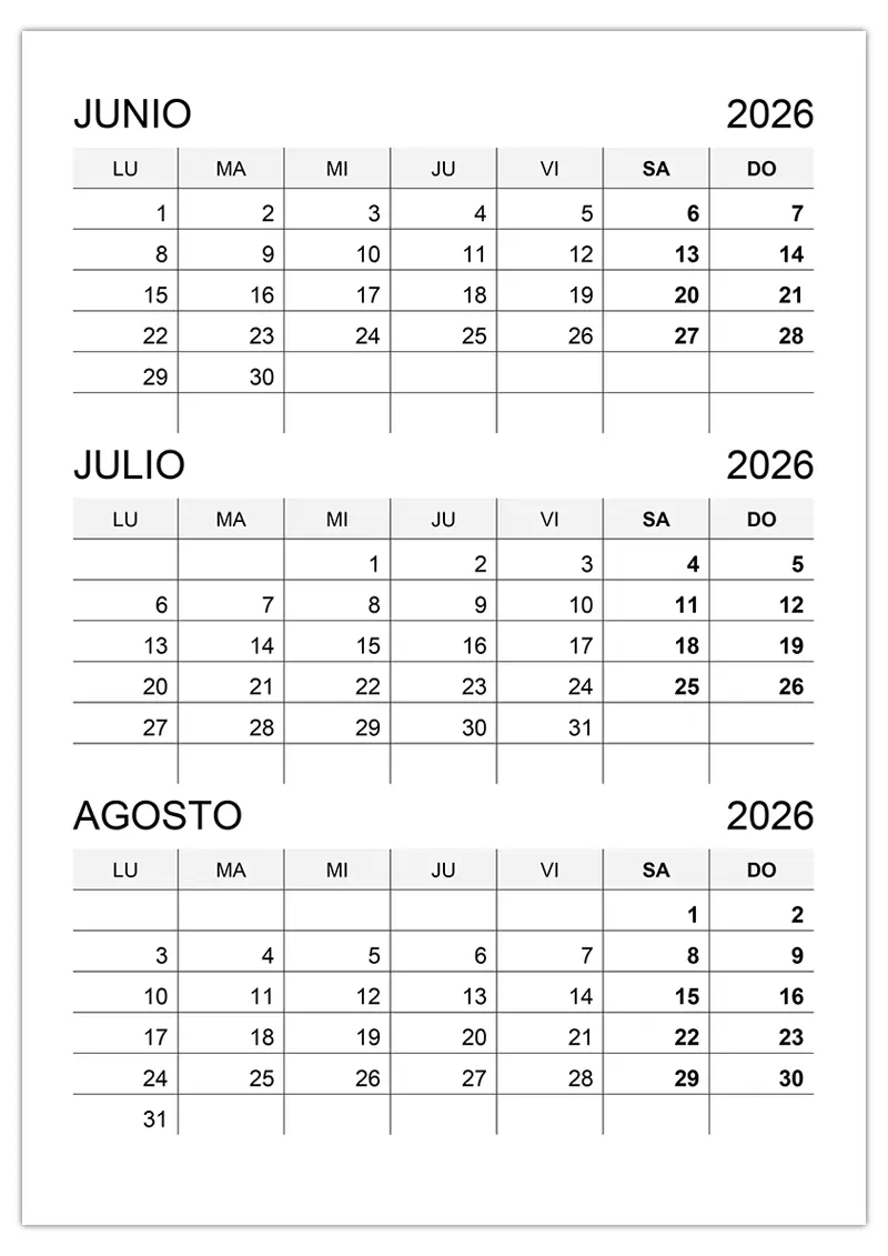 Calendario Abril Mayo Junio 2026 Freevector ru