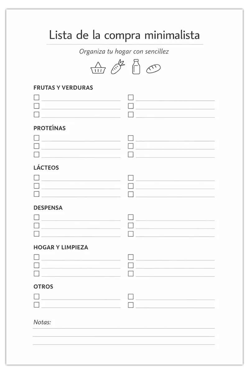 Lista de la compra minimalista para imprimir: Organiza tu hogar con sencillez